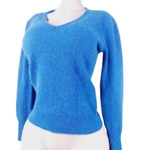 Halogen Women's Royal Blue 100% Cashmere Ribbed V-Neck Pullover Sweater Size M